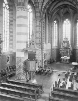 Innenraum der Kirche nach der Umgestaltung im neugotischen Stil