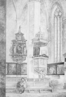 Innenraum der Petrikirche um 1880